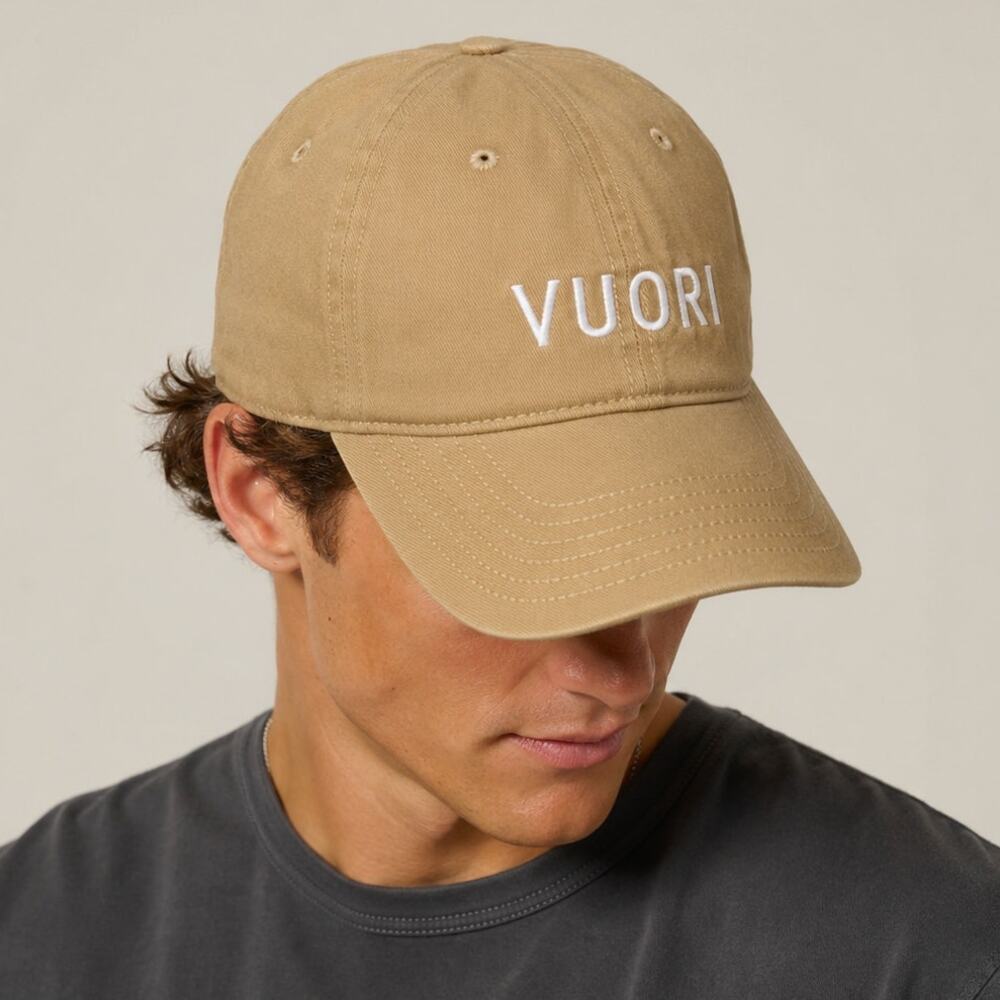 Vuori‎ Signal Dad Hat Camel Tan Featuring White Embroidered Letterin